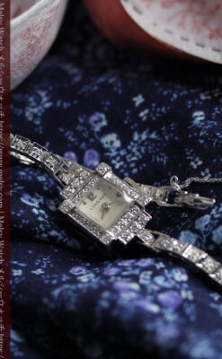 総金無垢ロンジンの女性用アンティーク腕時計 ダイヤモンド62石 【1950年頃】-W1664-2