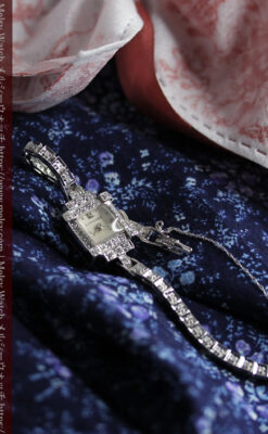 総金無垢ロンジンの女性用アンティーク腕時計 ダイヤモンド62石 【1950年頃】-W1664-3