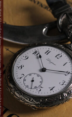 蹄鉄型の銀スタンド、馬と蹄鉄ロンジンの懐中時計のセット 【1900年頃】-P2399-12