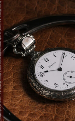 蹄鉄型の銀スタンド、馬と蹄鉄ロンジンの懐中時計のセット 【1900年頃】-P2399-13