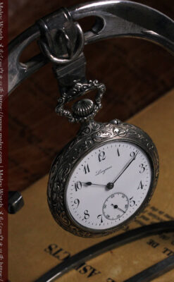 蹄鉄型の銀スタンド、馬と蹄鉄ロンジンの懐中時計のセット 【1900年頃】-P2399-18