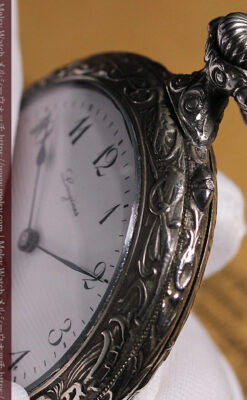 蹄鉄型の銀スタンド、馬と蹄鉄ロンジンの懐中時計のセット 【1900年頃】-P2399-25