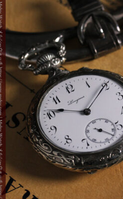 蹄鉄型の銀スタンド、馬と蹄鉄ロンジンの懐中時計のセット 【1900年頃】-P2399-5