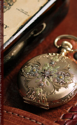 緻密で繊細な美を誇る 14金無垢ウォルサムのアンティーク懐中時計 【1900年頃】-P2400-11