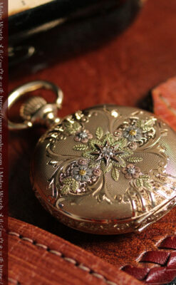 緻密で繊細な美を誇る 14金無垢ウォルサムのアンティーク懐中時計 【1900年頃】-P2400-12