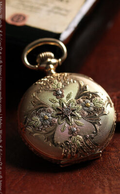 緻密で繊細な美を誇る 14金無垢ウォルサムのアンティーク懐中時計 【1900年頃】-P2400-19