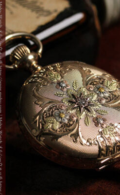 緻密で繊細な美を誇る 14金無垢ウォルサムのアンティーク懐中時計 【1900年頃】-P2400-9