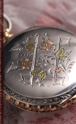 ALICE 1897 年と銘入りエルジンの銀無垢アンティーク懐中時計 【1897年頃】-P2401-11