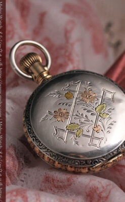 ALICE 1897 年と銘入りエルジンの銀無垢アンティーク懐中時計 【1897年頃】-P2401-12