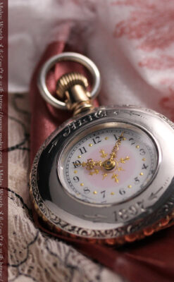 ALICE 1897 年と銘入りエルジンの銀無垢アンティーク懐中時計 【1897年頃】-P2401-14