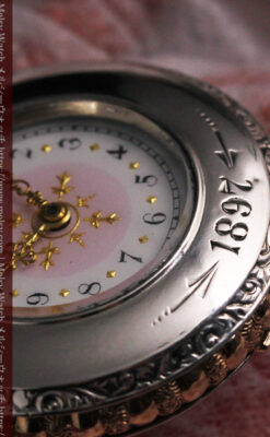 ALICE 1897 年と銘入りエルジンの銀無垢アンティーク懐中時計 【1897年頃】-P2401-16