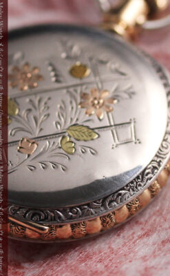 ALICE 1897 年と銘入りエルジンの銀無垢アンティーク懐中時計 【1897年頃】-P2401-17