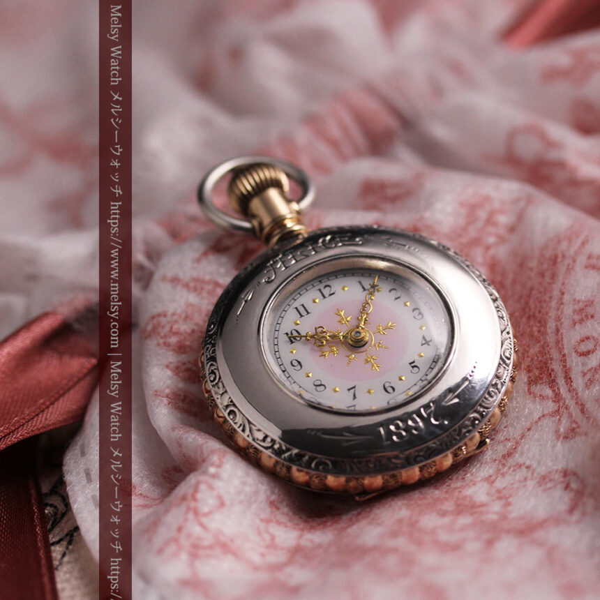ALICE 1897 年と銘入りエルジンの銀無垢アンティーク懐中時計 【1897年頃】-P2401-2