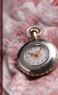 ALICE 1897 年と銘入りエルジンの銀無垢アンティーク懐中時計 【1897年頃】-P2401-4