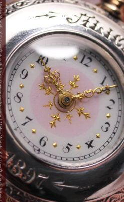 ALICE 1897 年と銘入りエルジンの銀無垢アンティーク懐中時計 【1897年頃】-P2401-5