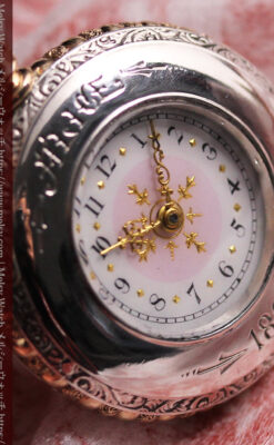 ALICE 1897 年と銘入りエルジンの銀無垢アンティーク懐中時計 【1897年頃】-P2401-6