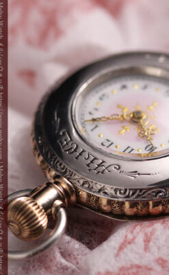 ALICE 1897 年と銘入りエルジンの銀無垢アンティーク懐中時計 【1897年頃】-P2401-8