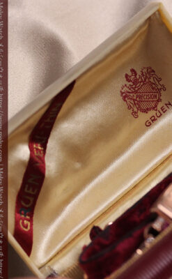 艶やかなローズ色 総金無垢グリュエンの女性用アンティーク腕時計 ダイヤ&ルビー 【1940年頃】-W1665-18