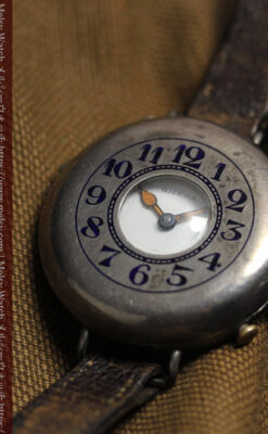 仮面の王 オメガのハーフハンター型・蓋付き銀無垢アンティーク腕時計-W1666-10