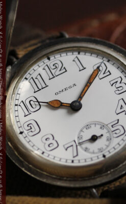仮面の王 オメガのハーフハンター型・蓋付き銀無垢アンティーク腕時計-W1666-13