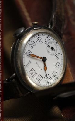 仮面の王 オメガのハーフハンター型・蓋付き銀無垢アンティーク腕時計-W1666-15