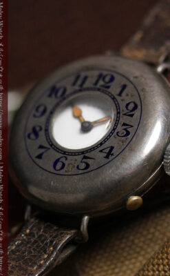 仮面の王 オメガのハーフハンター型・蓋付き銀無垢アンティーク腕時計-W1666-19