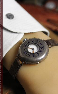 仮面の王 オメガのハーフハンター型・蓋付き銀無垢アンティーク腕時計-W1666-28