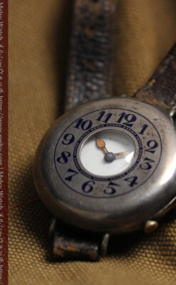 仮面の王 オメガのハーフハンター型・蓋付き銀無垢アンティーク腕時計-W1666-3