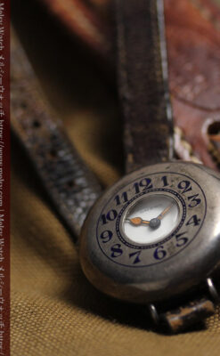 仮面の王 オメガのハーフハンター型・蓋付き銀無垢アンティーク腕時計-W1666-4