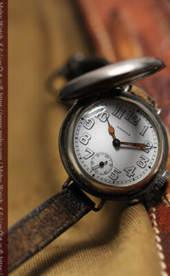 仮面の王 オメガのハーフハンター型・蓋付き銀無垢アンティーク腕時計-W1666-6