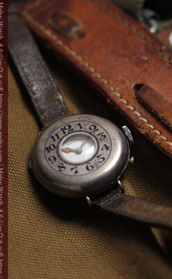 仮面の王 オメガのハーフハンター型・蓋付き銀無垢アンティーク腕時計-W1666-9