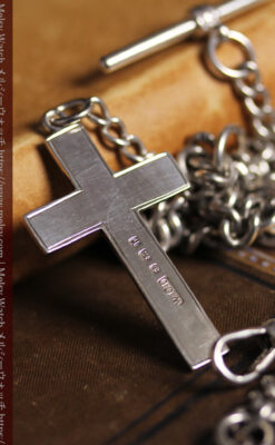 銀の十字架&銀無垢アンティーク懐中時計チェーン ダブルアルバート-C0530-11