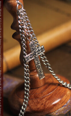 銀の十字架&銀無垢アンティーク懐中時計チェーン ダブルアルバート-C0530-5