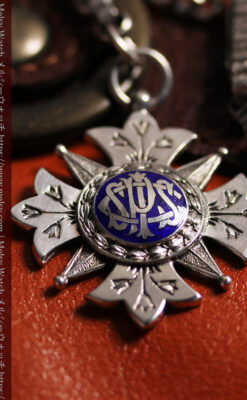 ロイヤルブルーの銀飾り付き 銀無垢アンティーク懐中時計チェーン-C0532-8