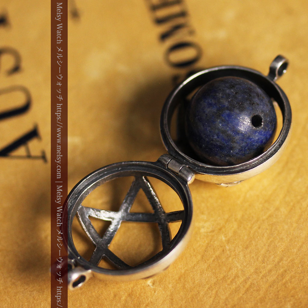 フリーメイソンの銀飾り付き 銀無垢アンティーク懐中時計チェーン-C0533-19