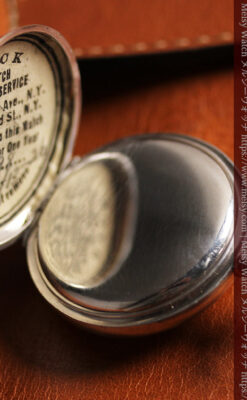 ティファニー 銀無垢アンティーク懐中時計 【1908年頃】銀留めと革紐付き-P2405-21