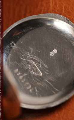 ティファニー 銀無垢アンティーク懐中時計 【1908年頃】銀留めと革紐付き-P2405-22