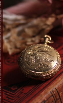 金無垢に彫りが映えるウォルサムのアンティーク懐中時計 【1888年頃】-P2406-11