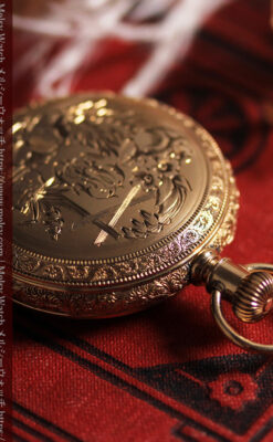 金無垢に彫りが映えるウォルサムのアンティーク懐中時計 【1888年頃】-P2406-13