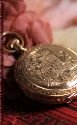 金無垢に彫りが映えるウォルサムのアンティーク懐中時計 【1888年頃】-P2406-6