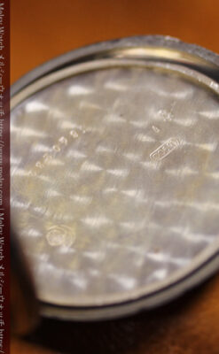 オメガの銀無垢アンティーク懐中時計・ニエロ黒金装飾 【1917年頃】佇む牝鹿-P2407-24