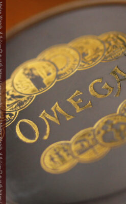 オメガの銀無垢アンティーク懐中時計・ニエロ黒金装飾 【1917年頃】佇む牝鹿-P2407-3