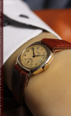 英国仕立てウォルサムの金無垢アンティーク腕時計 クッション型-W1668-13