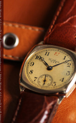 英国仕立てウォルサムの金無垢アンティーク腕時計 クッション型-W1668-2