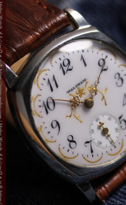 ウォルサムのアンティーク腕時計 美しく輝く針と文字盤の金模様 【1900年頃】-W1671-1
