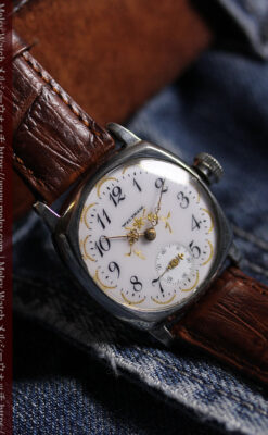 ウォルサムのアンティーク腕時計 美しく輝く針と文字盤の金模様 【1900年頃】-W1671-2