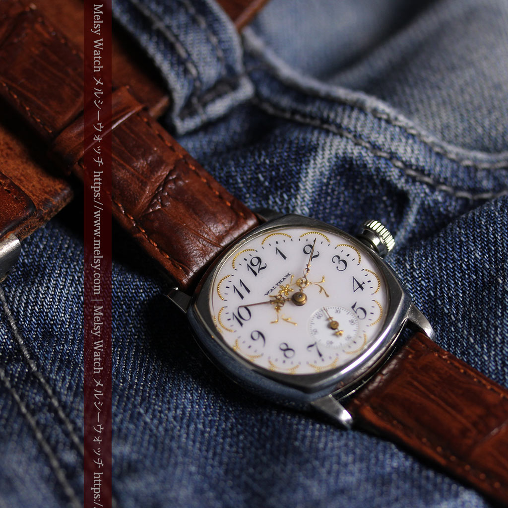 ウォルサムのアンティーク腕時計 美しく輝く針と文字盤の金模様 【1900年頃】-W1671-5