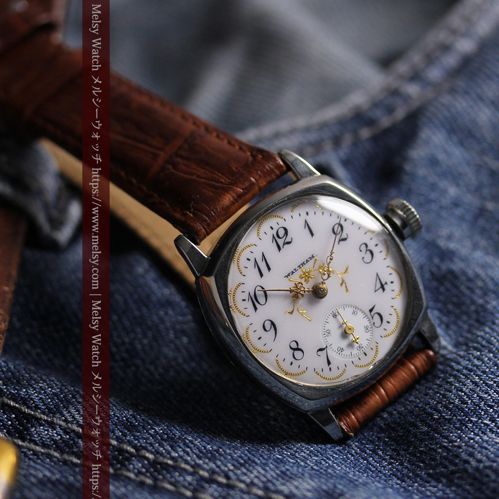 ウォルサムのアンティーク腕時計 美しく輝く針と文字盤の金模様 【1900年頃】-W1671-8