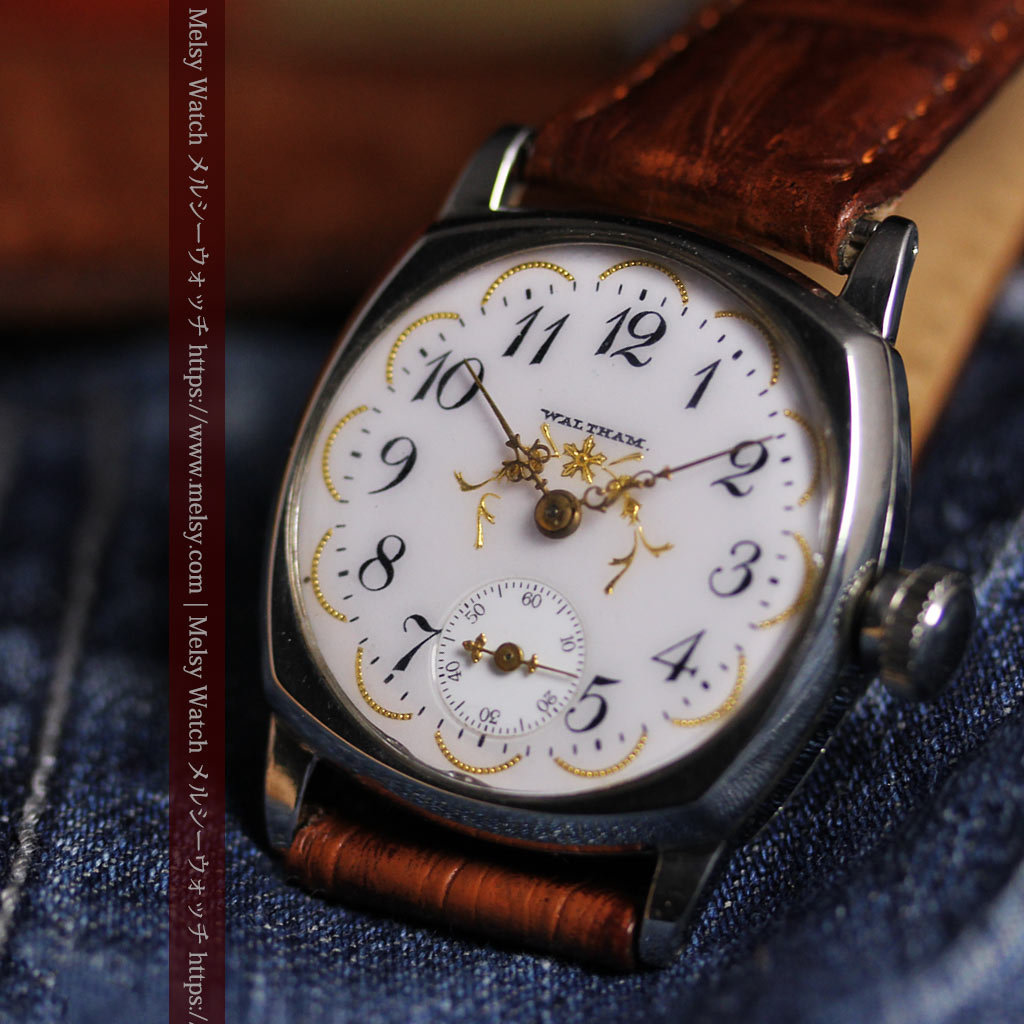 ウォルサムのアンティーク腕時計 美しく輝く針と文字盤の金模様 【1900年頃】-W1671-9