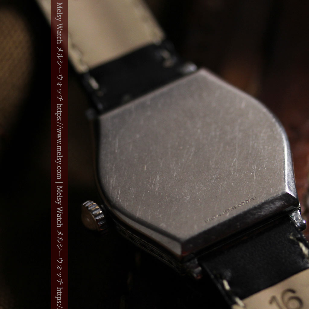 エルジンのアンティーク腕時計 銀色の縦長六角形 カジュアル-W1672-10